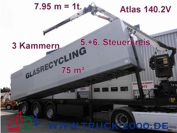 Прицеп Glasrecycling 3 Kammern75m³ Atlas140 Kran 8m=1t.: фото 1