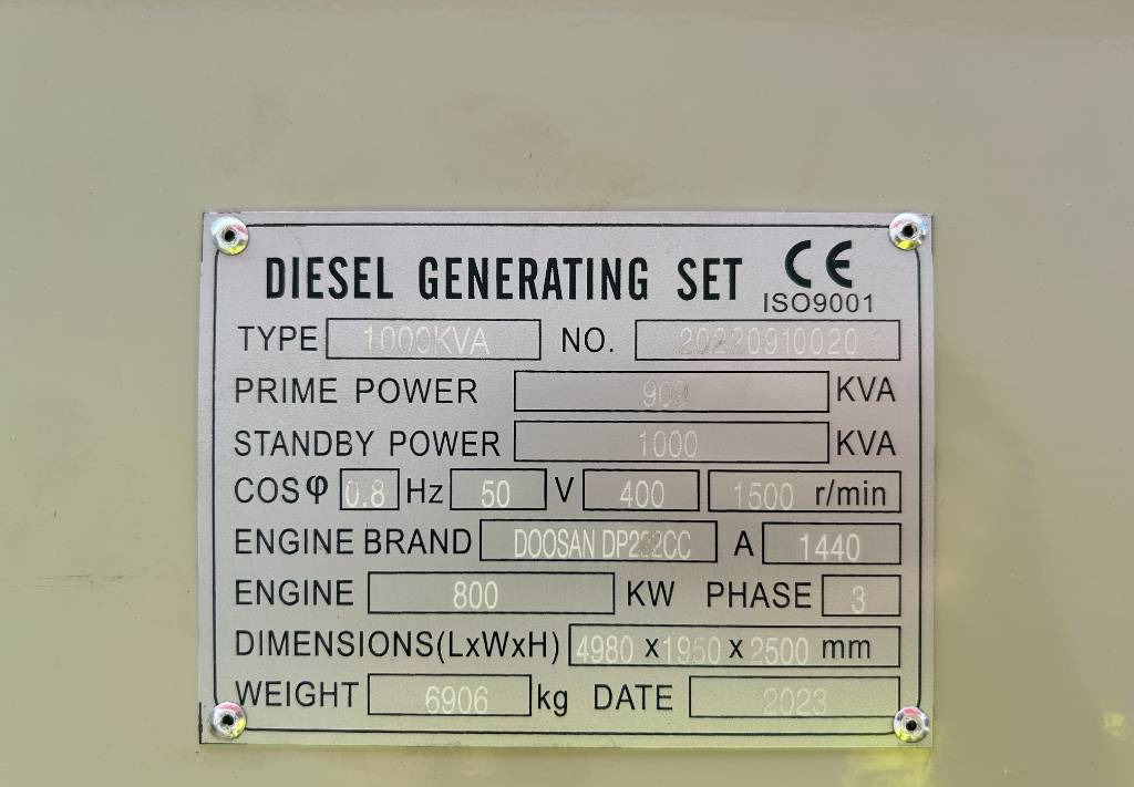 Электрогенератор Doosan DP222CC - 1000 kVA Generator - DPX-19859: фото 4