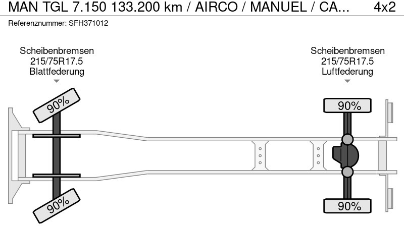 Грузовик с закрытым кузовом MAN TGL 7.150 133.200 km / AIRCO / MANUEL / CARGOLIFT BAR 1000kg: фото 16