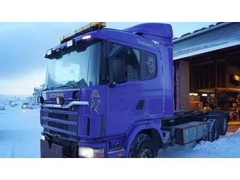 Портальный бункеровоз Scania R124 6x2 brøyterigget krokbil