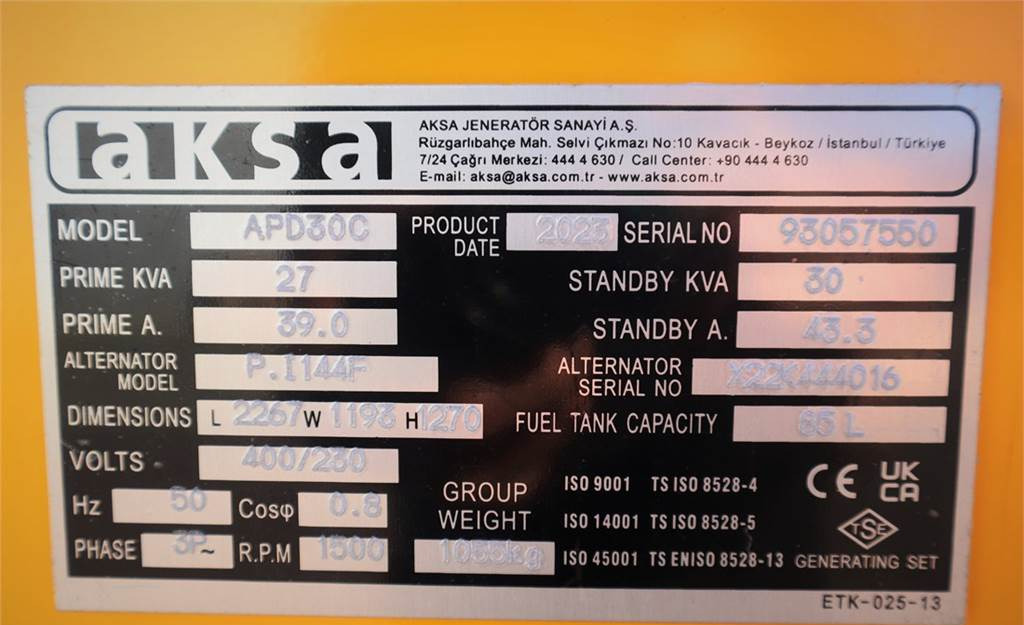 Электрогенератор AKSA APD30C Valid inspection, *Guarantee! Diesel, 30 kV: фото 6