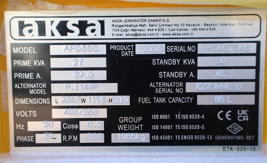 Электрогенератор AKSA APD30C Valid inspection, *Guarantee! Diesel, 30 kV: фото 8