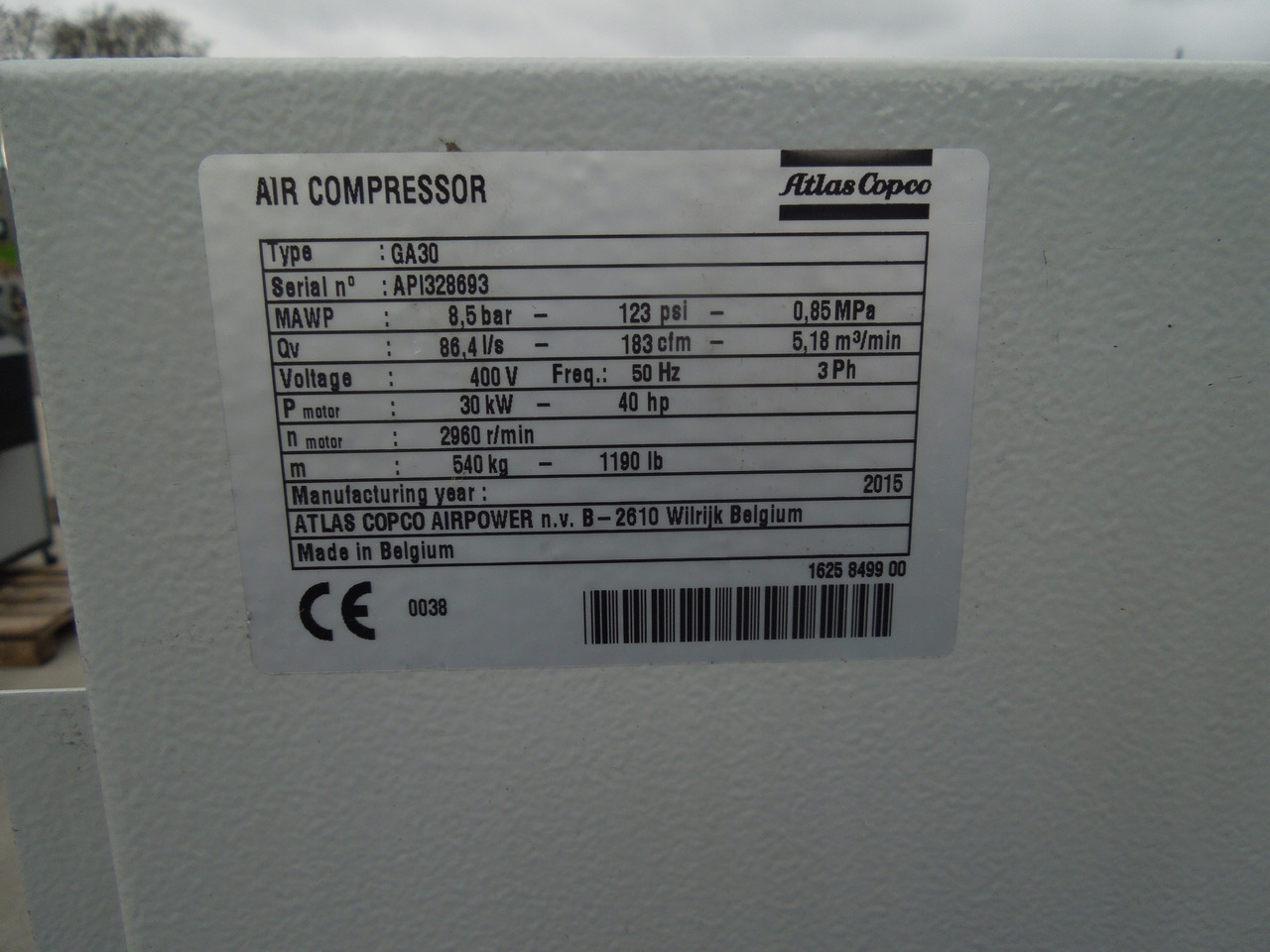 Воздушный компрессор Atlas Copco GA30: фото 3