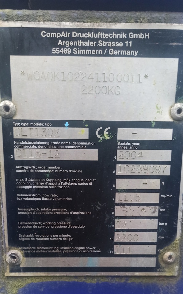 Воздушный компрессор COMPAIR DLT 1302: фото 8
