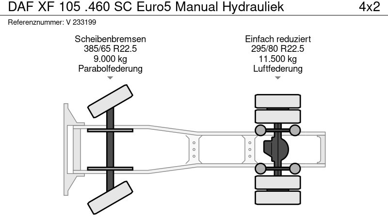 Тягач DAF XF 105 .460 SC Euro5 Manual Hydrauliek: фото 10
