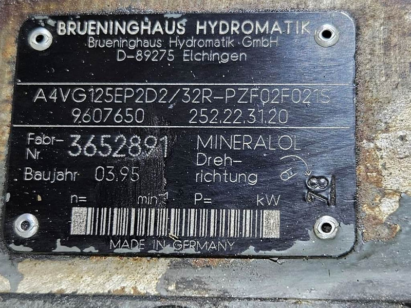 Гидравлика для Строительной техники Brueninghaus Hydromatik A4VG125EP2D2/32R-Drive pump/Fahrpumpe/Rijpomp: фото 6