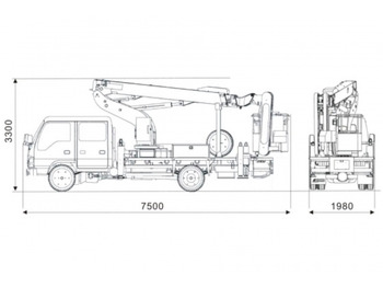 Автовышка Автовышка AICHI на шасси ISUZU 4Х2 дв 88kw двойная кабина высота подъёма 16,6м: фото 3