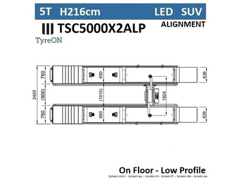 Оборудование для гаражей/ Мастерских TSC5000X2A LP wheel alignment lift - On floor - Free wheel lifting system - 5.2 m lightened runways (76 cm wide) - Low profile - 5T: фото 4