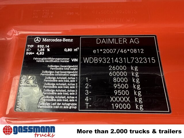 Mercedes-Benz Actros 2644/48 K 6x4, Manual Gearbox, Full Steel - Грузовик-шасси: фото 2 Mercedes-Benz Actros 2644/48 K 6x4, Manual Gearbox, Full Steel - Грузовик-шасси: фото 2