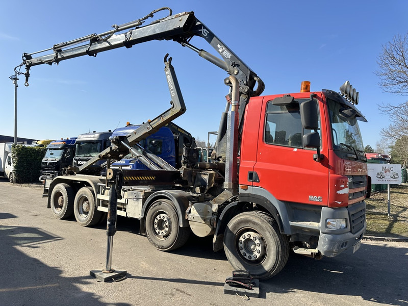 DAF CF 85.410 8x4 HOOKLIFT + CRANE HIAB 244 EP-3 HIDUO - Radio - Rotator - RETARDER - EURO 4 - BIG AXLES HUB REDUCTION - Крюковой мультилифт, Автоманипулятор: фото 1