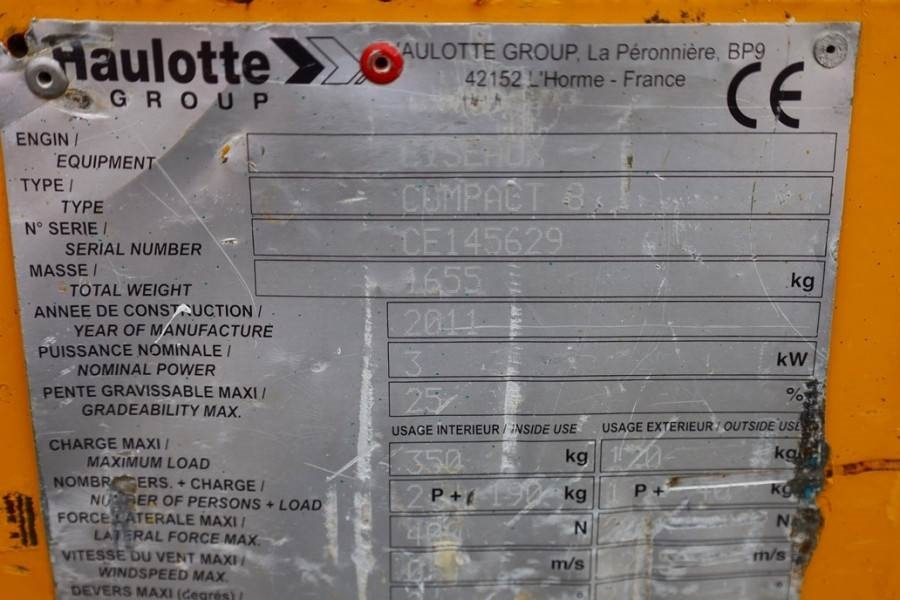 Haulotte Compact 8 Electric, 8.2m Working Height, 350kg Cap  в лизинг Haulotte Compact 8 Electric, 8.2m Working Height, 350kg Cap: фото 7