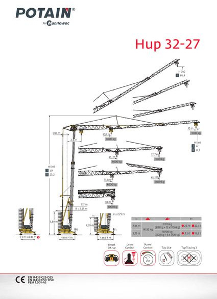 Potain HUP 32-27 - Быстромонтируемый башенный кран: фото 1 Potain HUP 32-27 - Быстромонтируемый башенный кран: фото 1