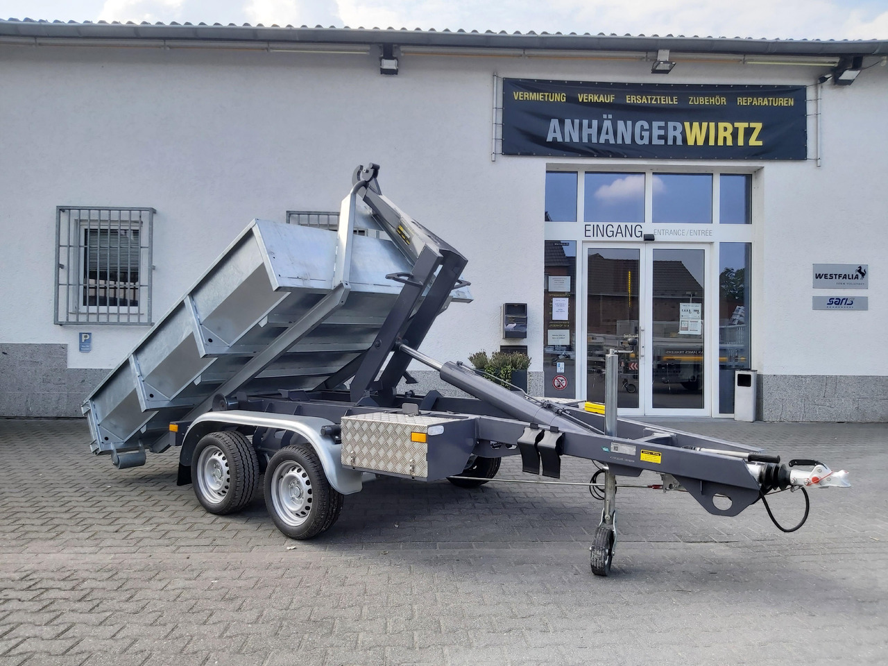 Hakenlift Anhänger Kipper KONOS 3500 elektro hydraulisch 3500kg mit Container Mulde - Самосвальный прицеп: фото 1