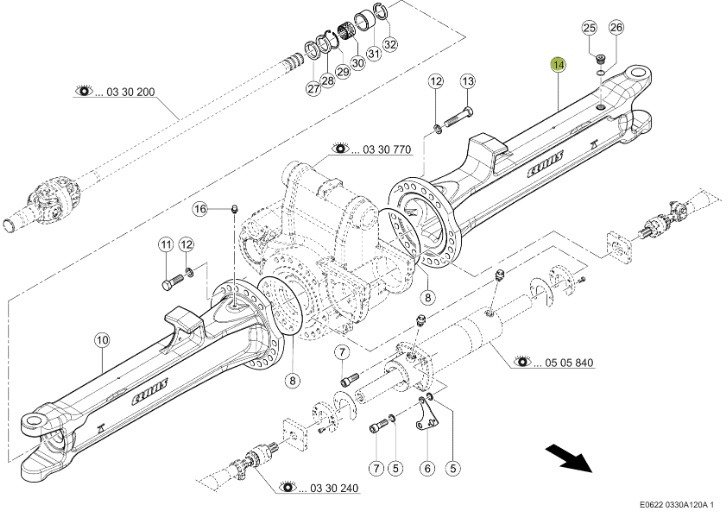 Claas Jaguar 970 - tylna oś napędowa - obudowa osi LEWA 0015048870 - Задняя ось для Сельскохозяйственной техники: фото 1 Claas Jaguar 970 - tylna oś napędowa - obudowa osi LEWA 0015048870 - Задняя ось для Сельскохозяйственной техники: фото 1