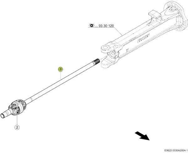 Claas Jaguar 970 - tylna oś napędowa - półoś 0015042201 - Приводный вал для Сельскохозяйственной техники: фото 1