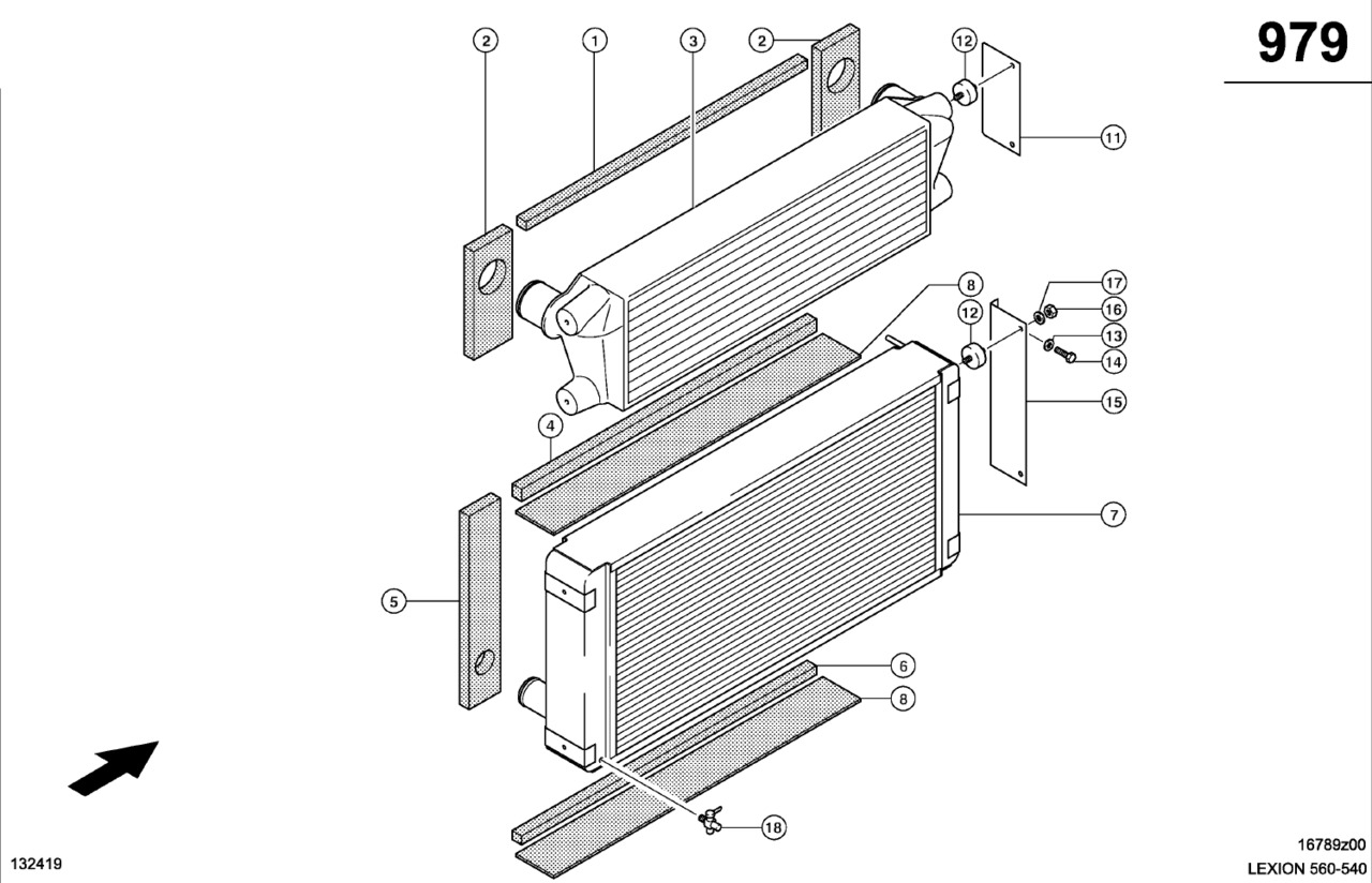 Claas Lexion 560 CHŁODNICA WODY  0007962292 (Silnik cat 3126b; układ chłodzenia) - Радиатор для Сельскохозяйственной техники: фото 1