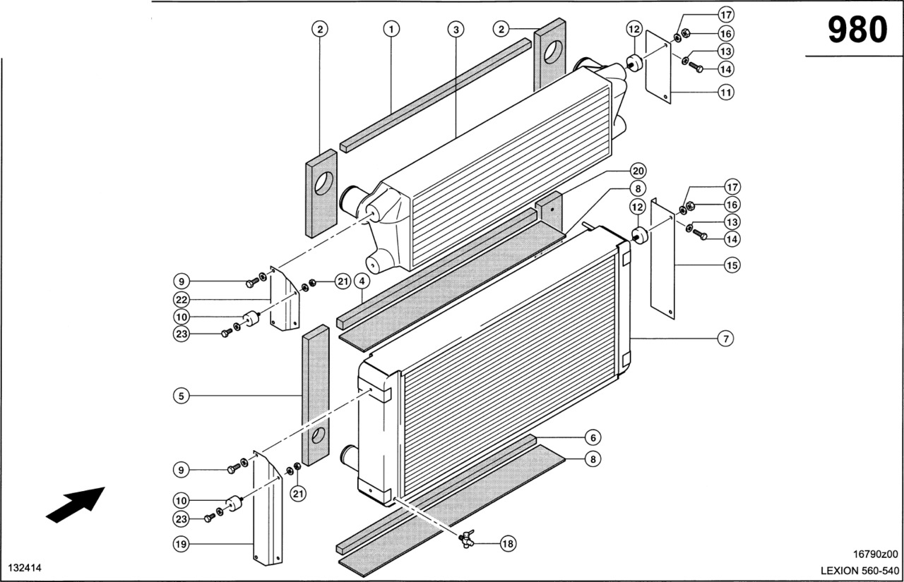 Claas Lexion 560 CHŁODNICA WODY  0007964412 (Silnik cat c9; układ chłodzenia) - Радиатор для Сельскохозяйственной техники: фото 1