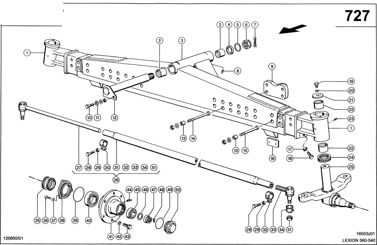 Claas Lexion 560 DRĄŻEK KIEROWNICZY  0006695132 (Oś kierowana, 2,54 m - 2,99 m) - Рулевое управление для Зерноуборочных комбайнов: фото 1