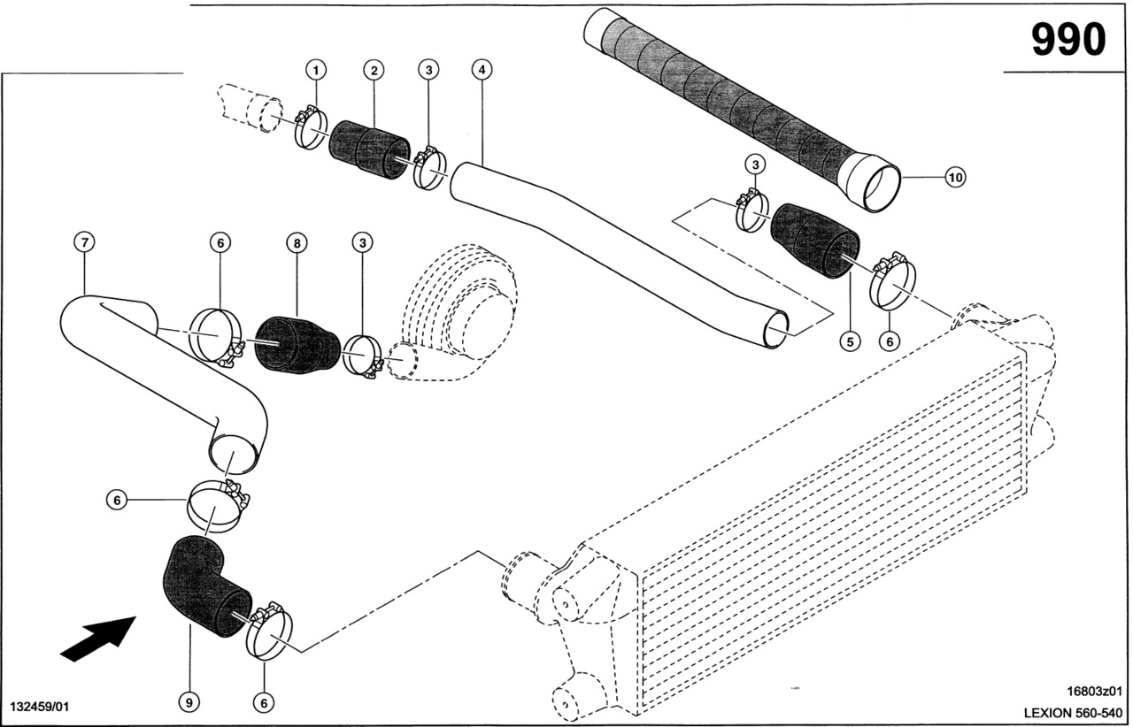 Claas Lexion 560 RURA POWIETRZA DOŁADOWANIA  0007960511 (Silnik c9,c6.6,3126b; układ powietrza doładowania) - Впускная труба для Сельскохозяйственной техники: фото 1