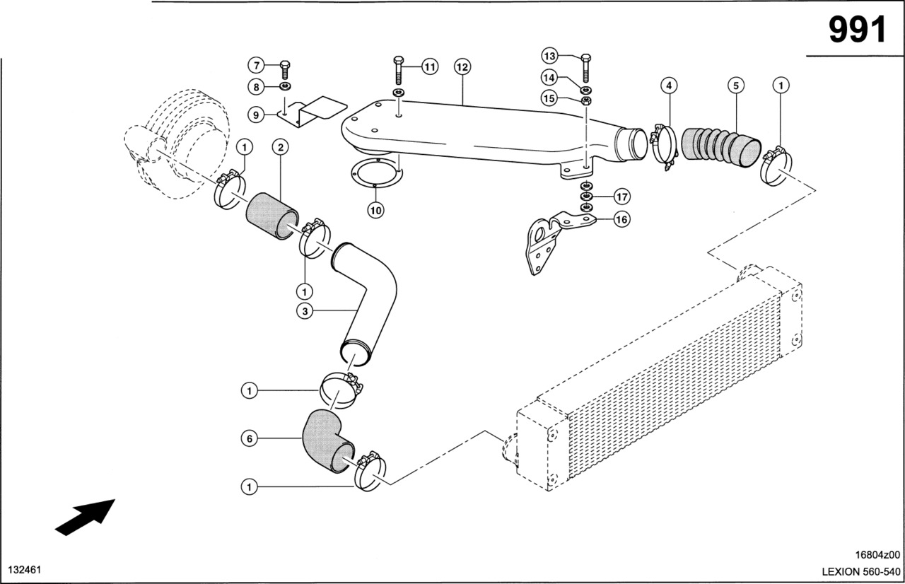 Claas Lexion 560 RURA POWIETRZA DOŁADOWANIA  0007966400 (Silnik cat c10; układ powietrza doładowania) - Впускная труба для Сельскохозяйственной техники: фото 1