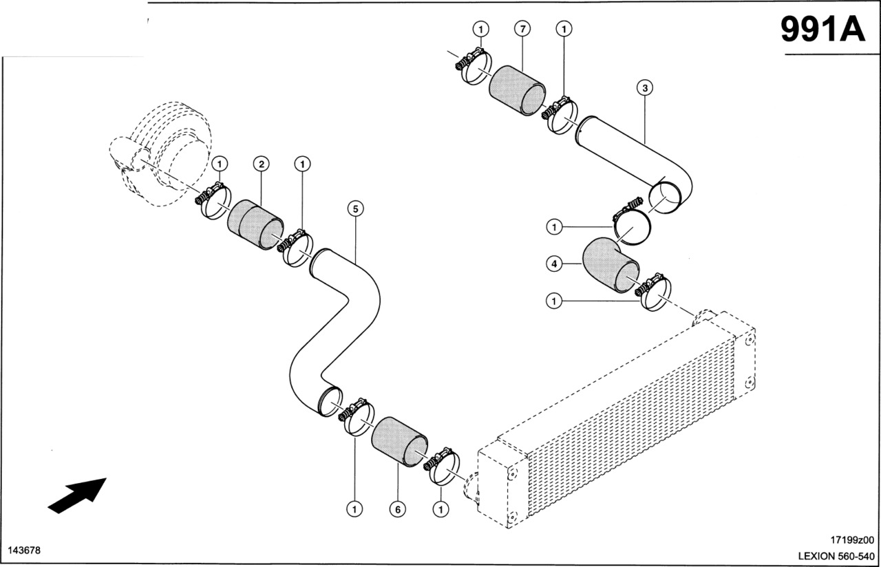 Claas Lexion 560 RURA POWIETRZA DOŁADOWANIA  0007981670 (Silnik cat c13; układ powietrza doładowania) - Впускная труба для Сельскохозяйственной техники: фото 1