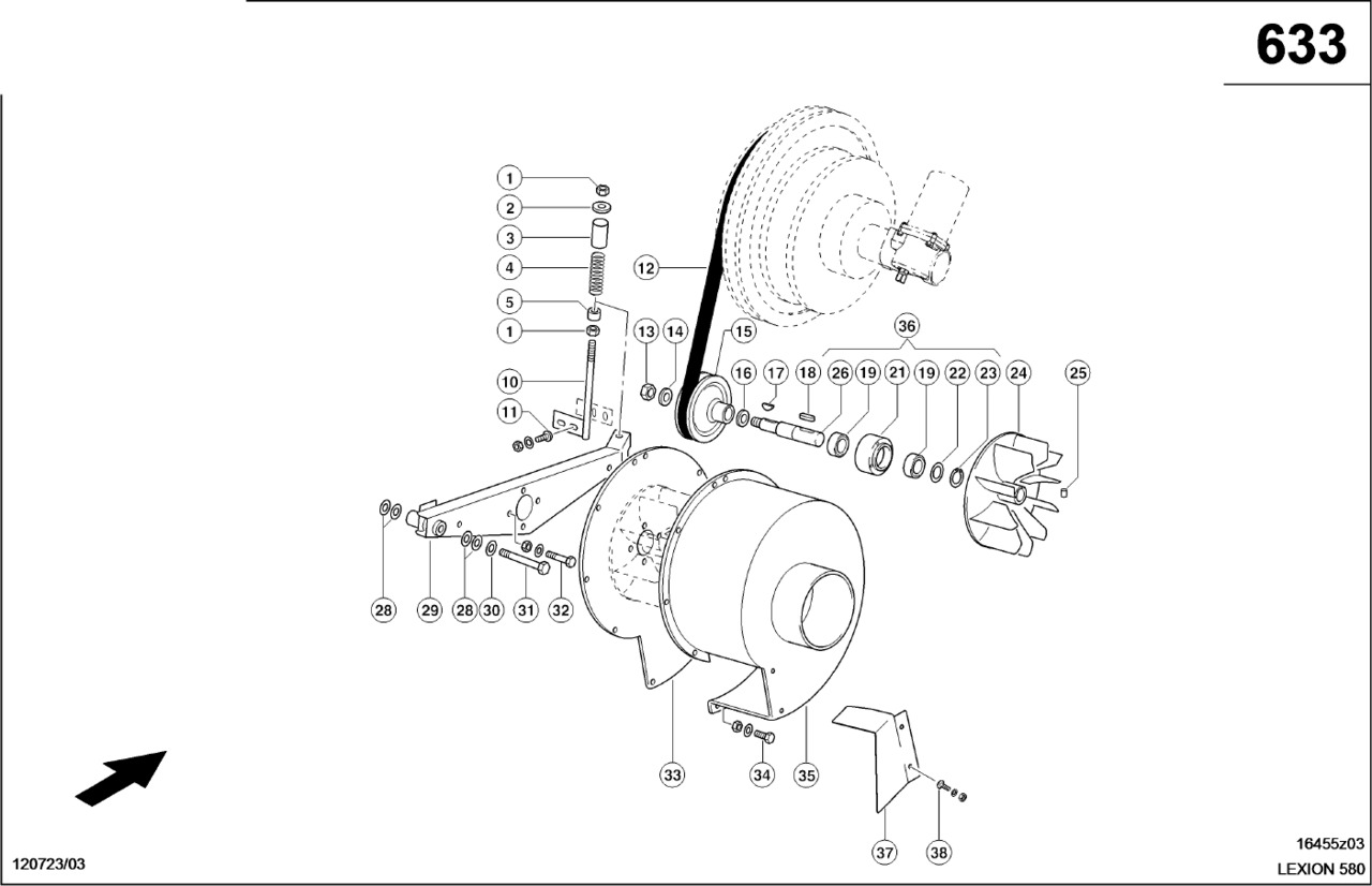 Отопление/ Вентиляция для Зерноуборочных комбайнов Claas Lexion 580 WAŁEK ŁOŻYSK.  0007966750 (Napęd kosza chłodnicy-dmuchawy odsysającej): фото 1