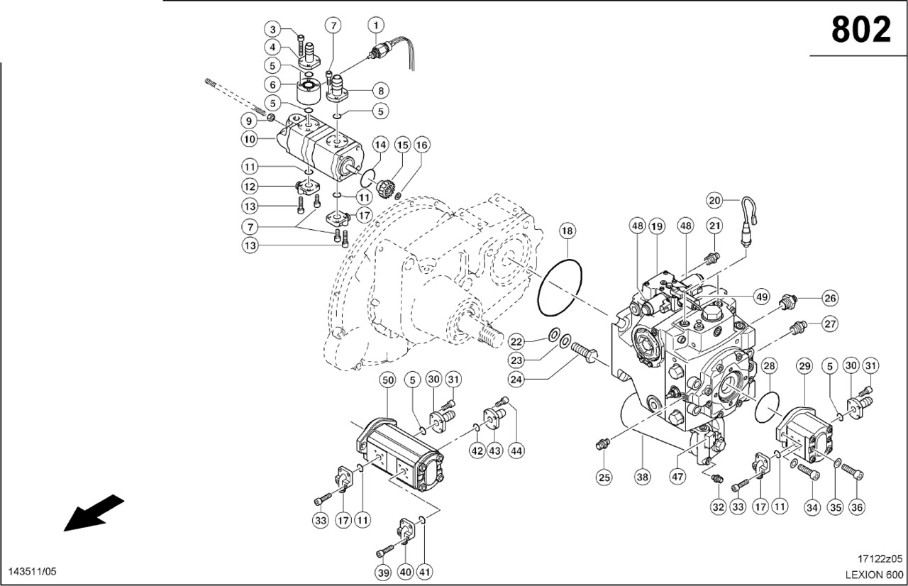 Claas Lexion 600 POMPA TRÓJSTOPNIOWA  0007718390 (Pompy hydrauliczne) - Гидравлический насос для Сельскохозяйственной техники: фото 1