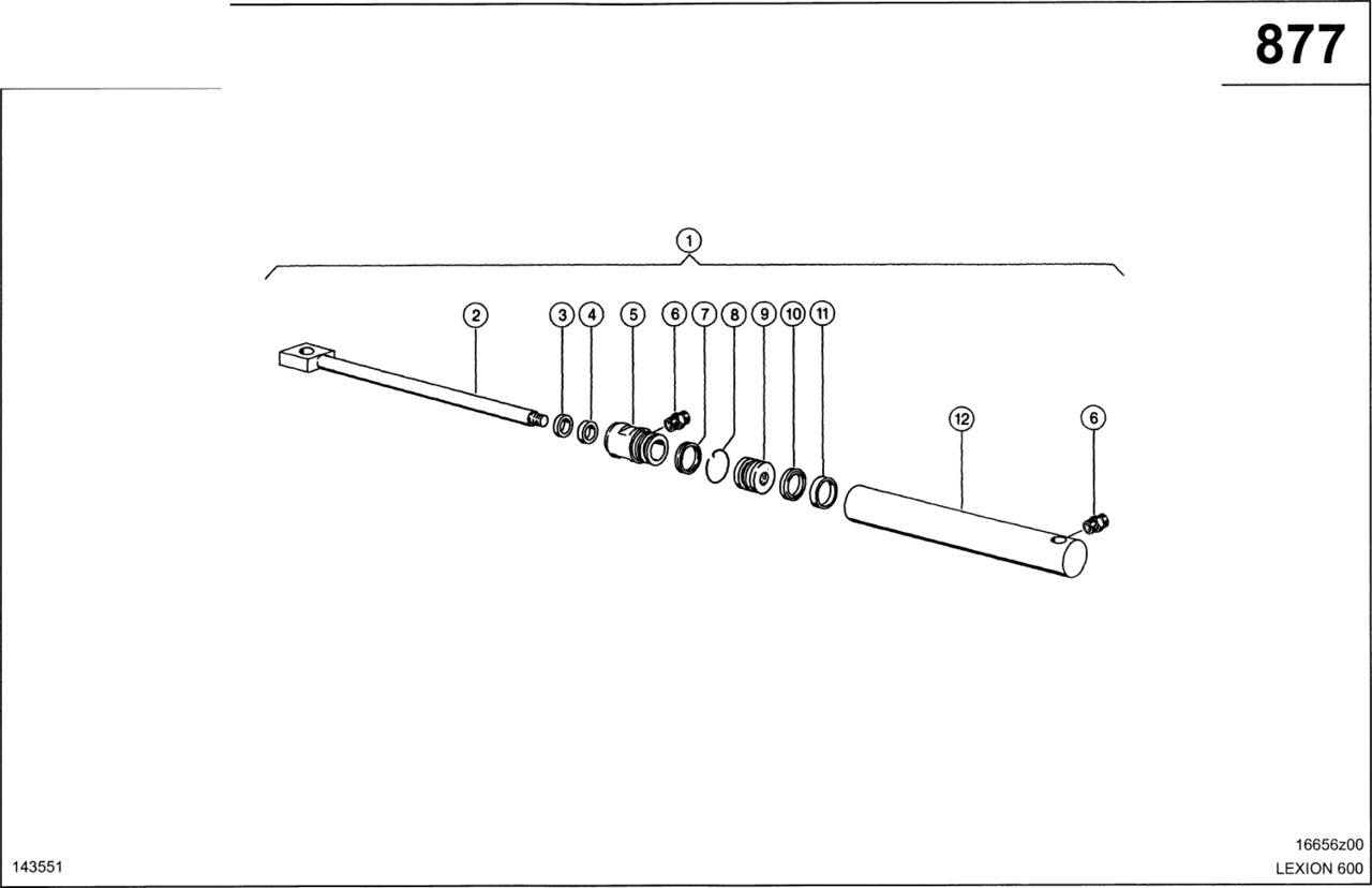 Claas Lexion 600 RURA CYLINDRA  0000868500 (Zbiornik ziarna-wspomaganie rozładunku;siłown. hydr.) - Гидравлический цилиндр для Зерноуборочных комбайнов: фото 1