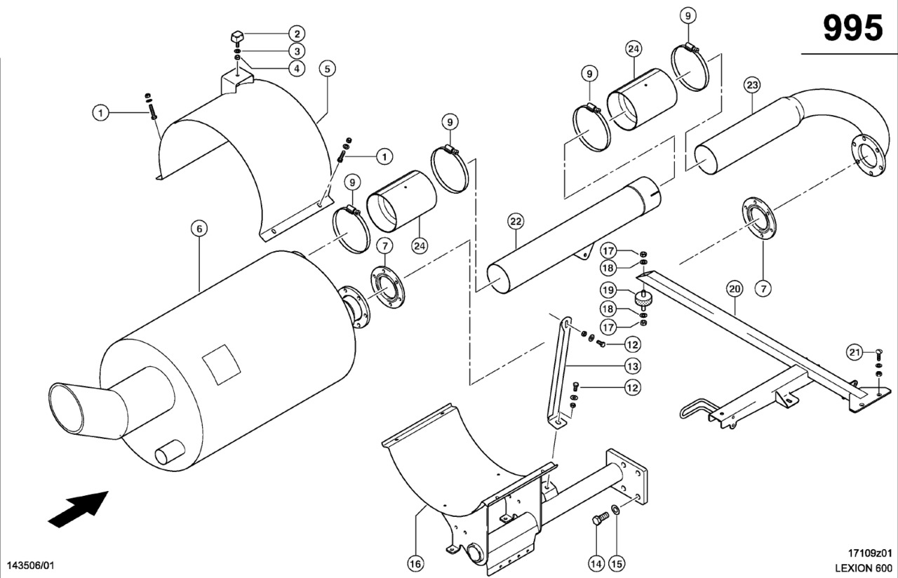 Claas Lexion 600 TŁUMIK  0007998102 (Układ wydechowy) - Глушитель для Зерноуборочных комбайнов: фото 1