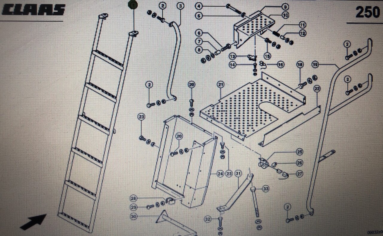 Drabinka Claas Mega 370-340 Nr 1 na rys katalogowym Nr katalogowy 000 646 588 4 - Боковая подножка для Зерноуборочных комбайнов: фото 1