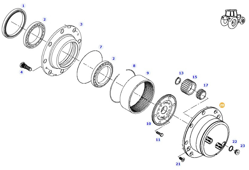Fendt 414 Vario - oś przednia most - piasta koła F411301021430 - Ступица для Сельскохозяйственной техники: фото 1
