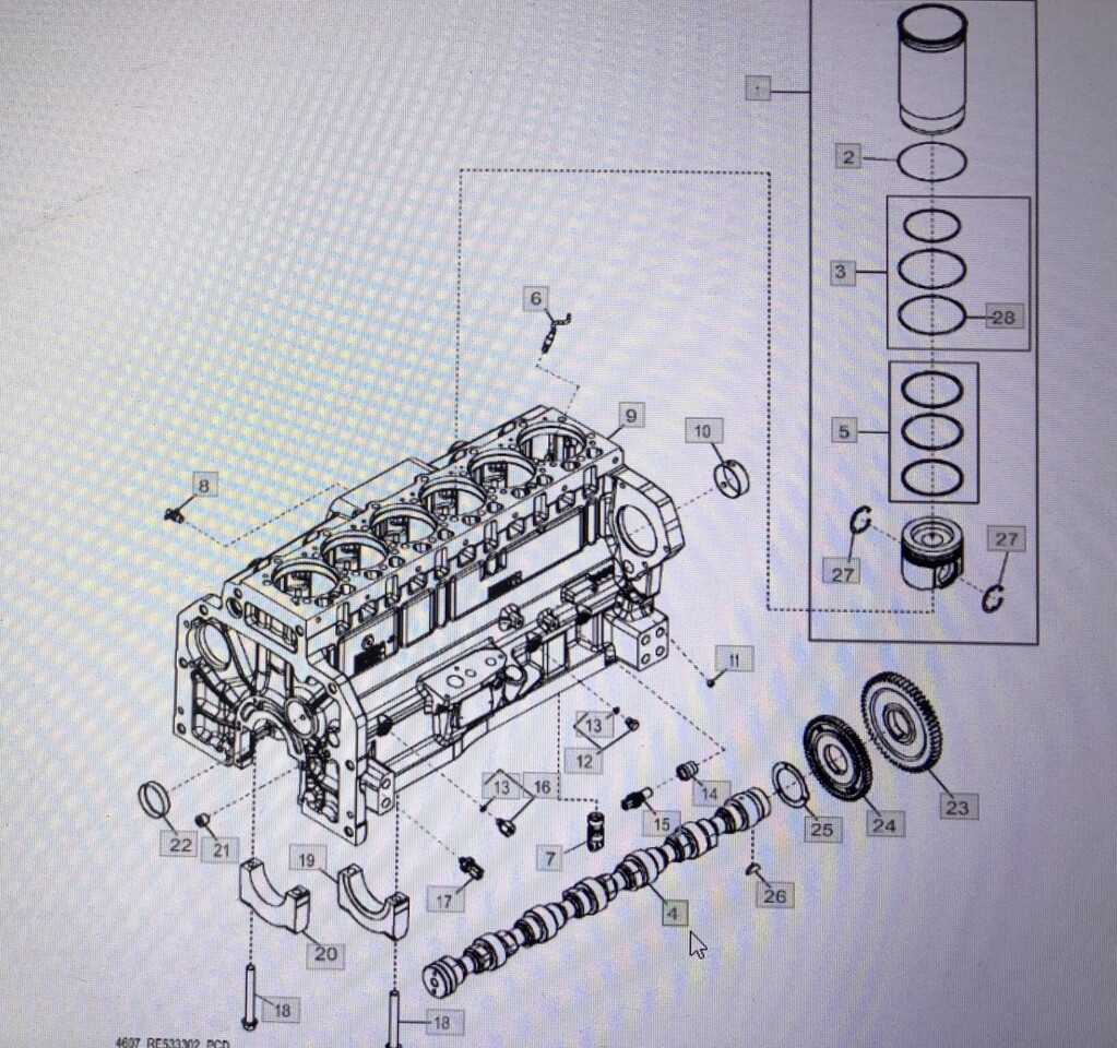 JOHN DEERE R522884/wałek rozrządu/John Deere 8345R 2854 2904 7230R 7250R 8130 8225R 8310R - Распределительный вал для Сельскохозяйственной техники: фото 1