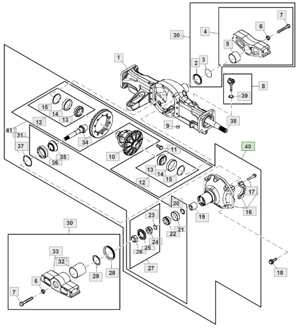 John Deere 3320 3520 3720 - oś przednia - wkład mostu dyferencjał LVA10376 - Дифференциал для Сельскохозяйственной техники: фото 1