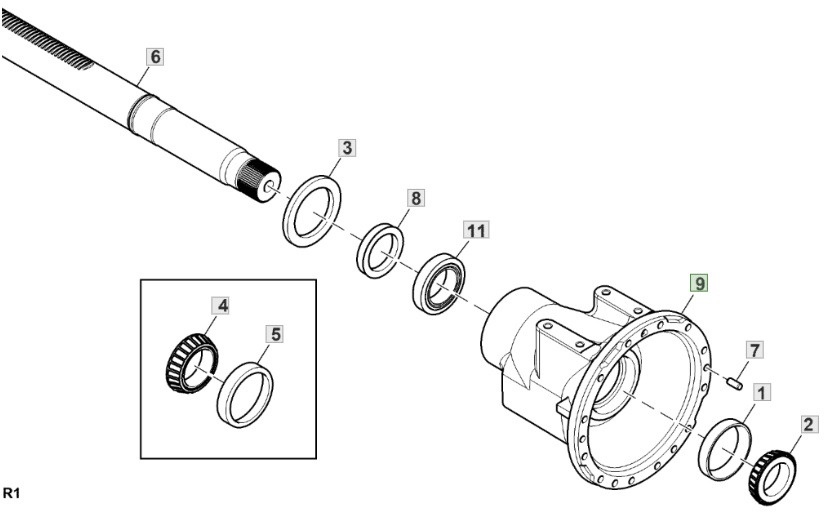 John Deere 6230 6250 - zwolnica obudowa L225215 - Бортовой редуктор для Сельскохозяйственной техники: фото 1