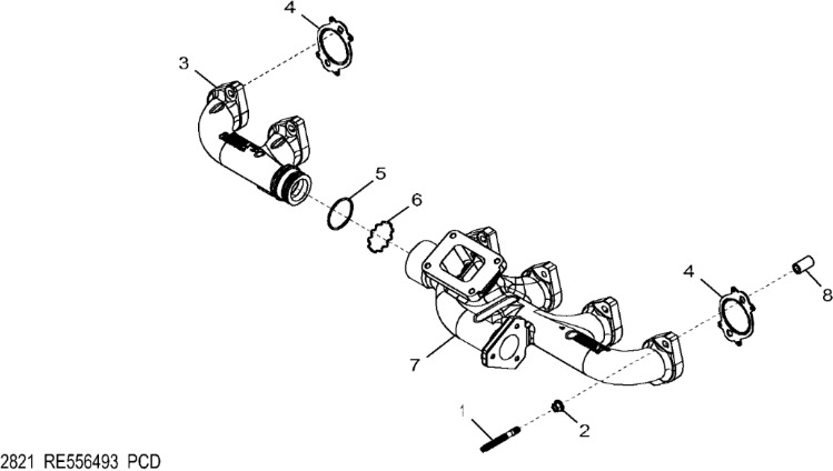 John Deere 9470RX - Kolektor wydechowy DZ100544 (Silnik) - Выпускной коллектор для Сельскохозяйственной техники: фото 1