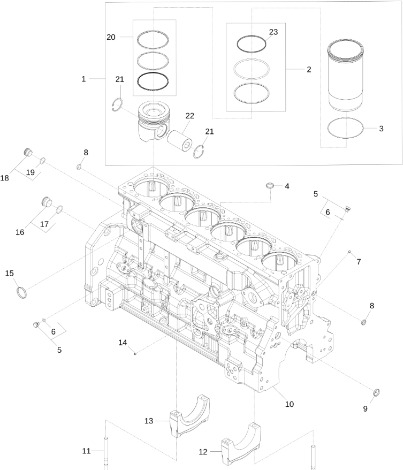 John Deere 9470RX - Zespół bloku krótkiego DZ112023 (Silnik) - Блок цилиндров для Тракторов: фото 1