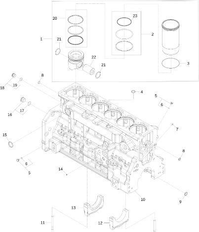 John Deere 9470RX - Zestaw tulei tłoka RE570135 (Silnik) - Поршень/ Кольцо/ Втулка для Сельскохозяйственной техники: фото 1