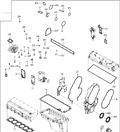 John Deere 9470RX - Zestaw uszczelki RE535195 (Silnik) - Прокладка двигателя для Сельскохозяйственной техники: фото 1