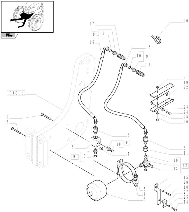 New Holland T6010 Hydroakumulator 82007621 - Гидравлика для Сельскохозяйственной техники: фото 1