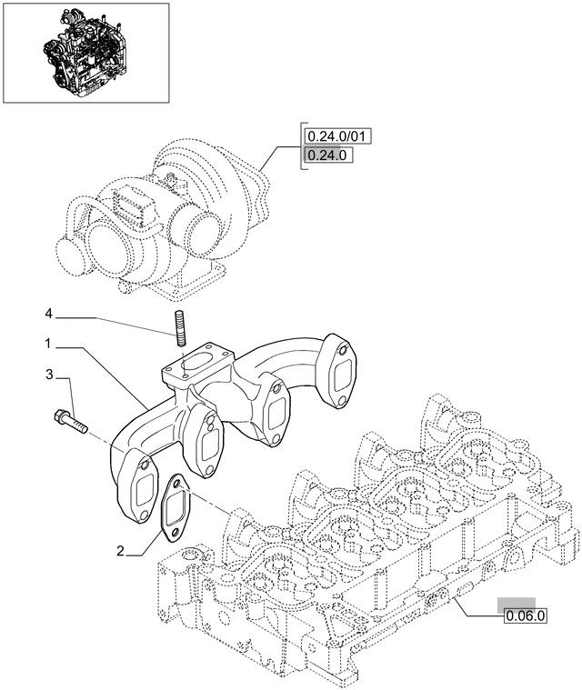 New Holland T6010 Kolektor wylotowy 2831204 - Выпускной коллектор для Тракторов: фото 1