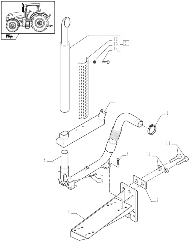 New Holland T6010 Tłumik w/ spark arrester, aspirated 87396433 - Глушитель для Тракторов: фото 1
