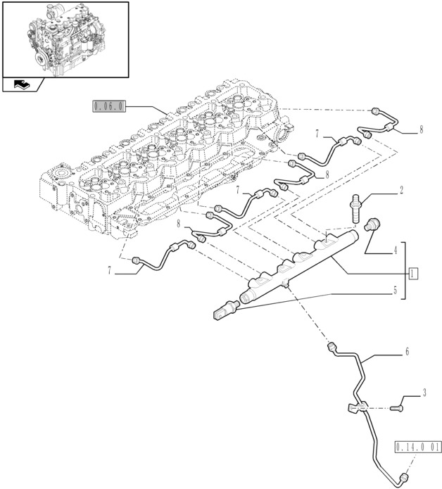 New Holland T6010 Zawór przelewowy > 1850 bar 2854543 - Топливная система для Тракторов: фото 1