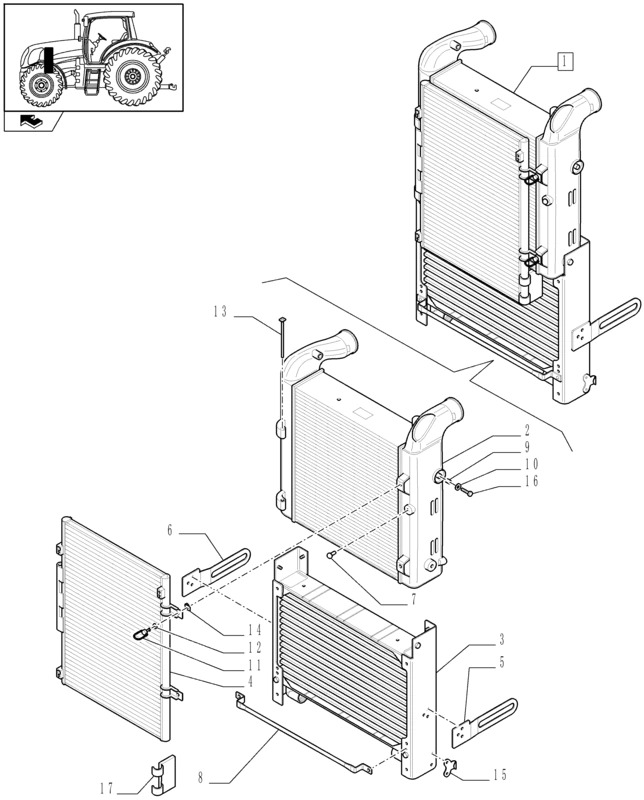 New Holland T6010 Zespół chłodnicy 84249166 - Радиатор для Тракторов: фото 1