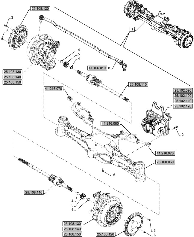 New Holland T6070 Oś przednia 48081044 - Передняя ось для Тракторов: фото 1 New Holland T6070 Oś przednia 48081044 - Передняя ось для Тракторов: фото 1