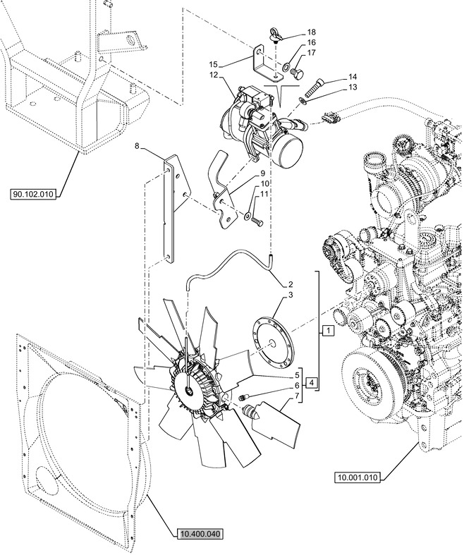 New Holland T6070 Wentylator 9 blades, 620mm od, cw rotation 47569433 - Вентилятор для Тракторов: фото 1