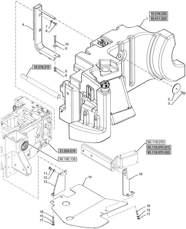 New Holland T6070 Zbiornik paliwa 48046408 - Топливный бак для Сельскохозяйственной техники: фото 1