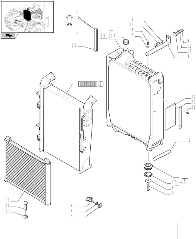 New Holland T6090 Chłodnica 84154109 - Радиатор для Сельскохозяйственной техники: фото 1
