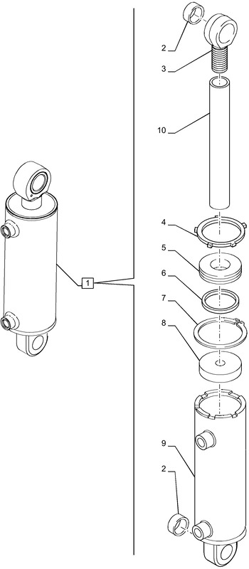 New Holland T6090 Siłownik podnośnika double acting, 50mm rod, 90mm bore, 200mm stroke 47136721 - Гидравлический цилиндр для Тракторов: фото 1