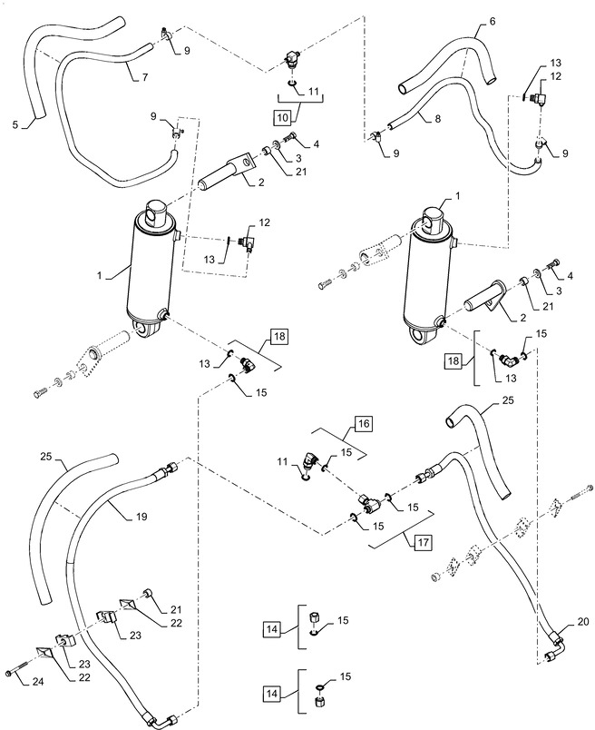 New Holland T6090 Siłownik podnośnika double acting, 63.5mm rod, 260.4mm stroke 47435288 - Гидравлический цилиндр для Тракторов: фото 1