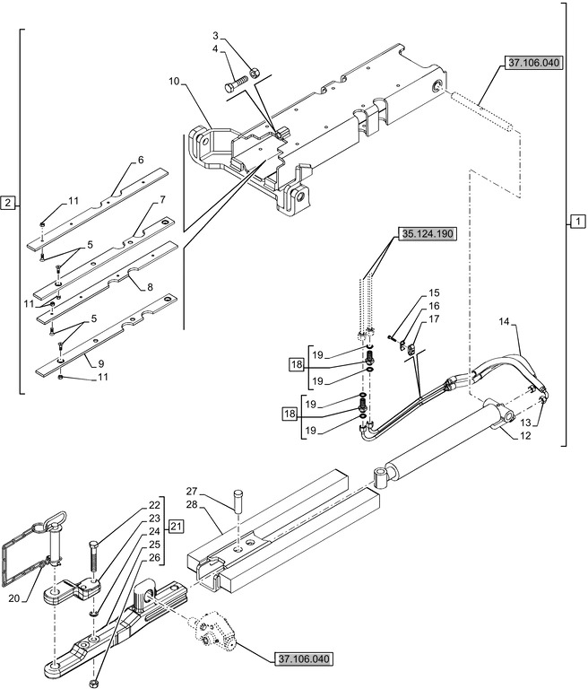 New Holland T6090 T6070 Silownik hydraul double acting, 40mm rod, 390mm stroke 82036196 - Гидравлический цилиндр для Тракторов: фото 1